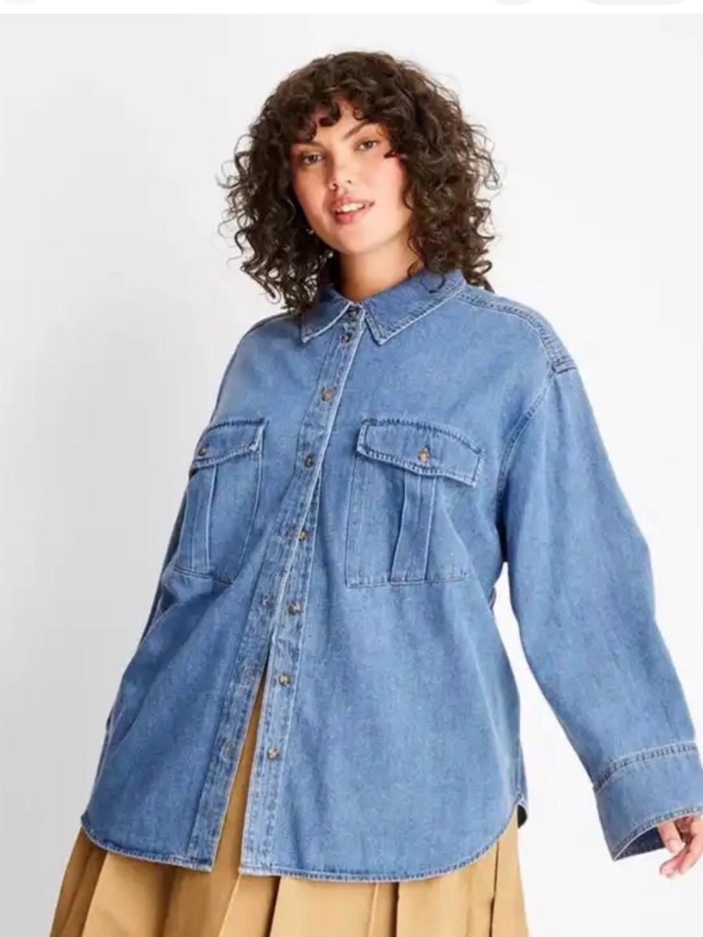 Future Collective Blue Denim Shirt Jacket for Women 2x